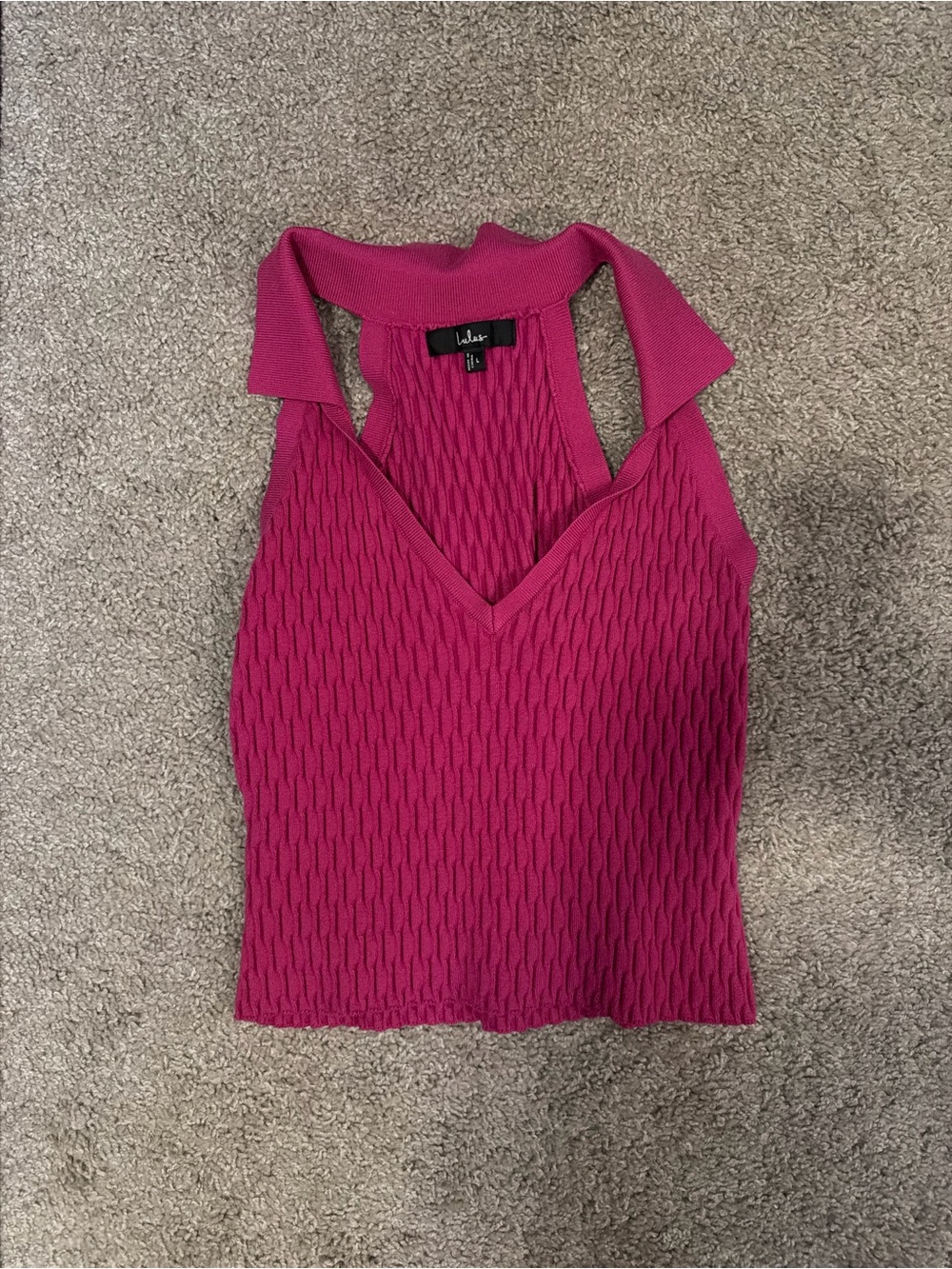 Lulu's Hot Pink Textured Halter Knit Camisole